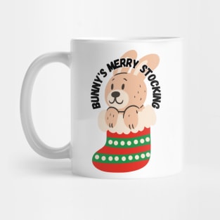 Bunny's Merry Stocking, christmas bunny Mug